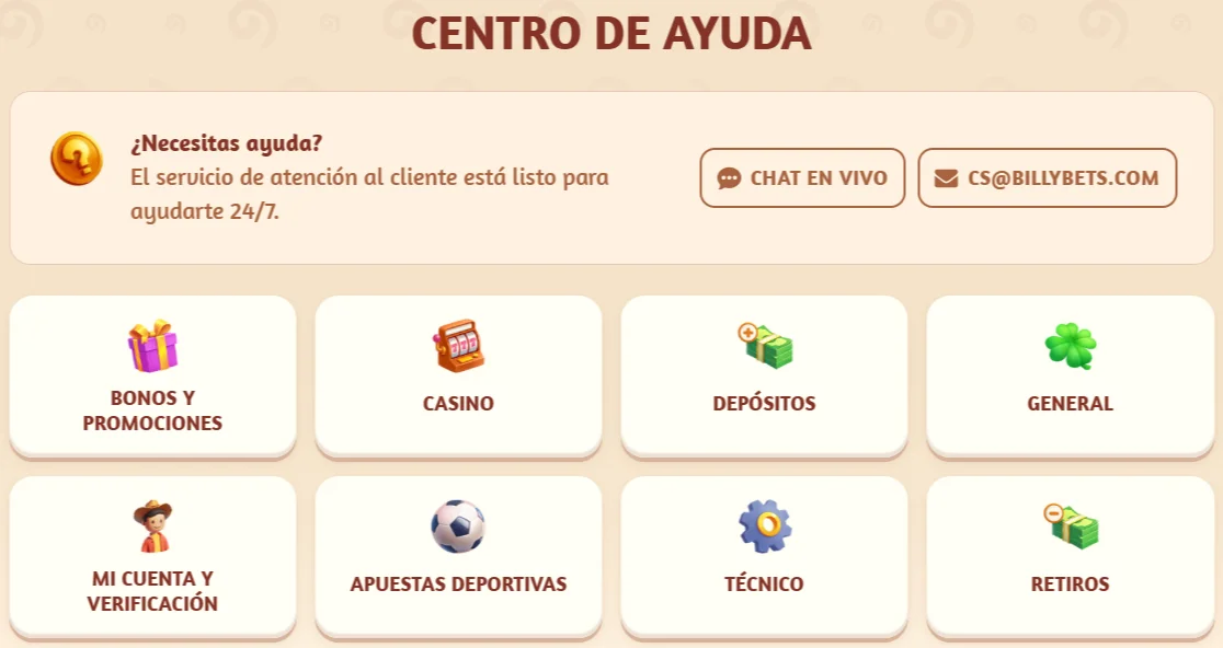 Atención al Cliente en BillyBets